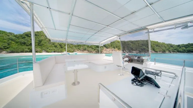 Indigo 53s Mario's Brother — flybridge under the bimini