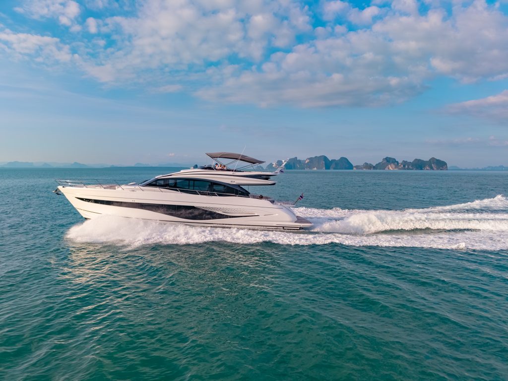 Princess S72 motor yacht cruising in Phuket
