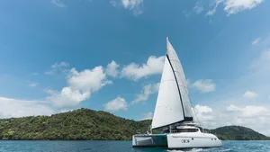 Fountaine Pajot 40 Coco — under sail, side view Fountaine Pajot 40 Coco — under sail, side view