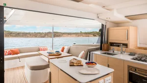 Fountaine Pajot 41 — saloon and galley Fountaine Pajot 41 — saloon and galley