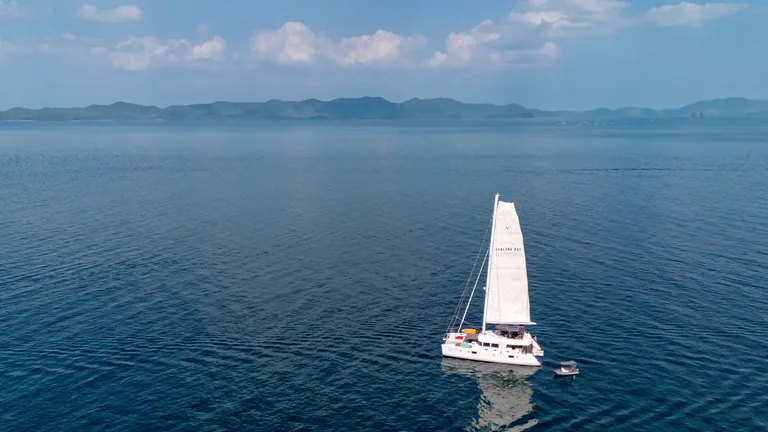 Lagoon 56 OO7 — aerial view