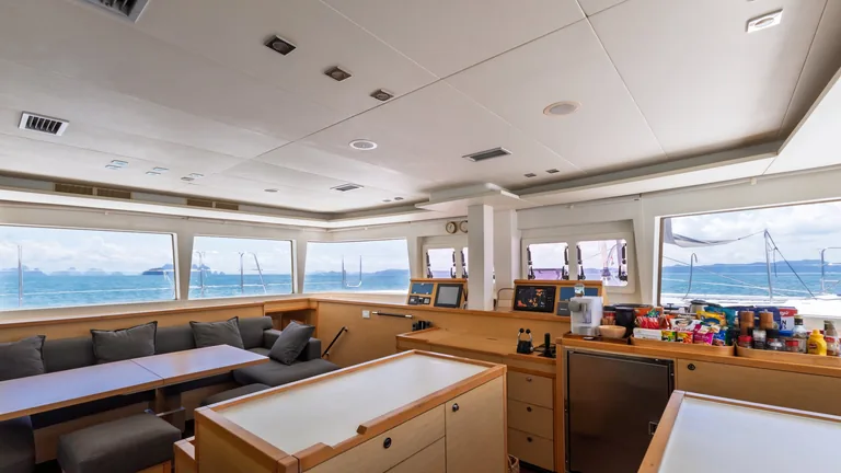 Lagoon 56 OO7 — saloon and galley