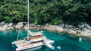 Lobster 78 — at anchor, from above